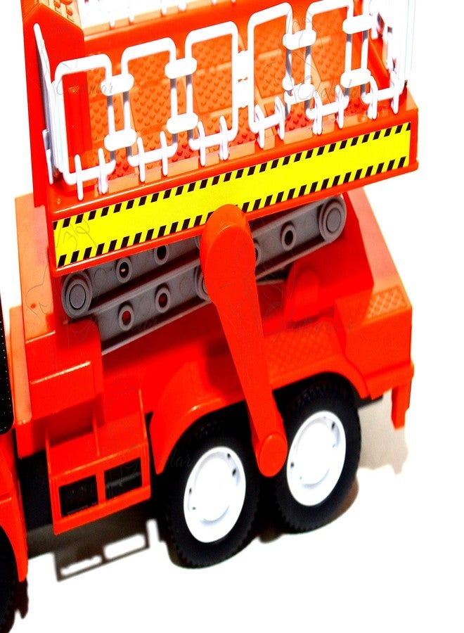 Globular Red Elevator Crane Friction Pull Back Vehicle Truck Engineering Set Toys for Girls Boys Light and Sound +3 Year Best Gift Your Children 28 CM - Image 3